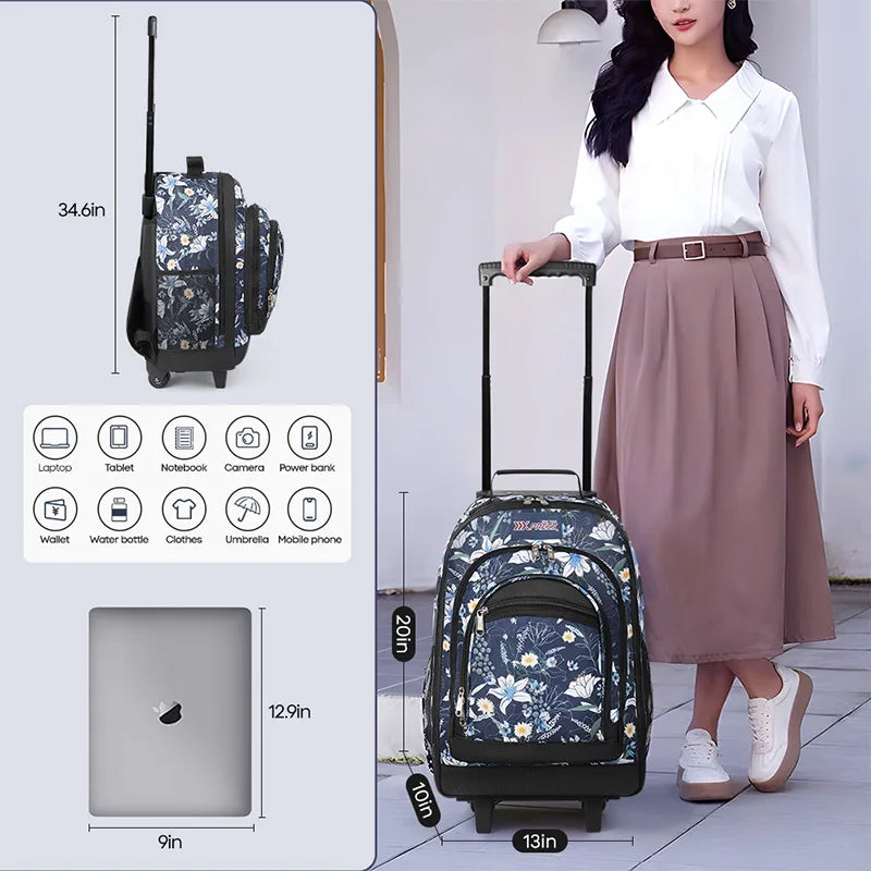 New York XPress 20 inch Travel Backpack With Wheels Hidden Pull Rod Carry On Luggage Weekend Travel Bag For Men Business Trip