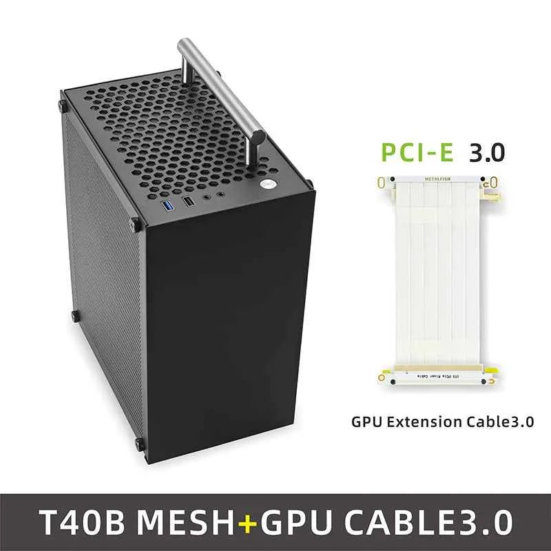 METALFISH T40 Mini ITX Black Case 7L Gaming Computer Chassis Compact transparent PC Support SFX PSU/70mm Cooler/206mm GPU