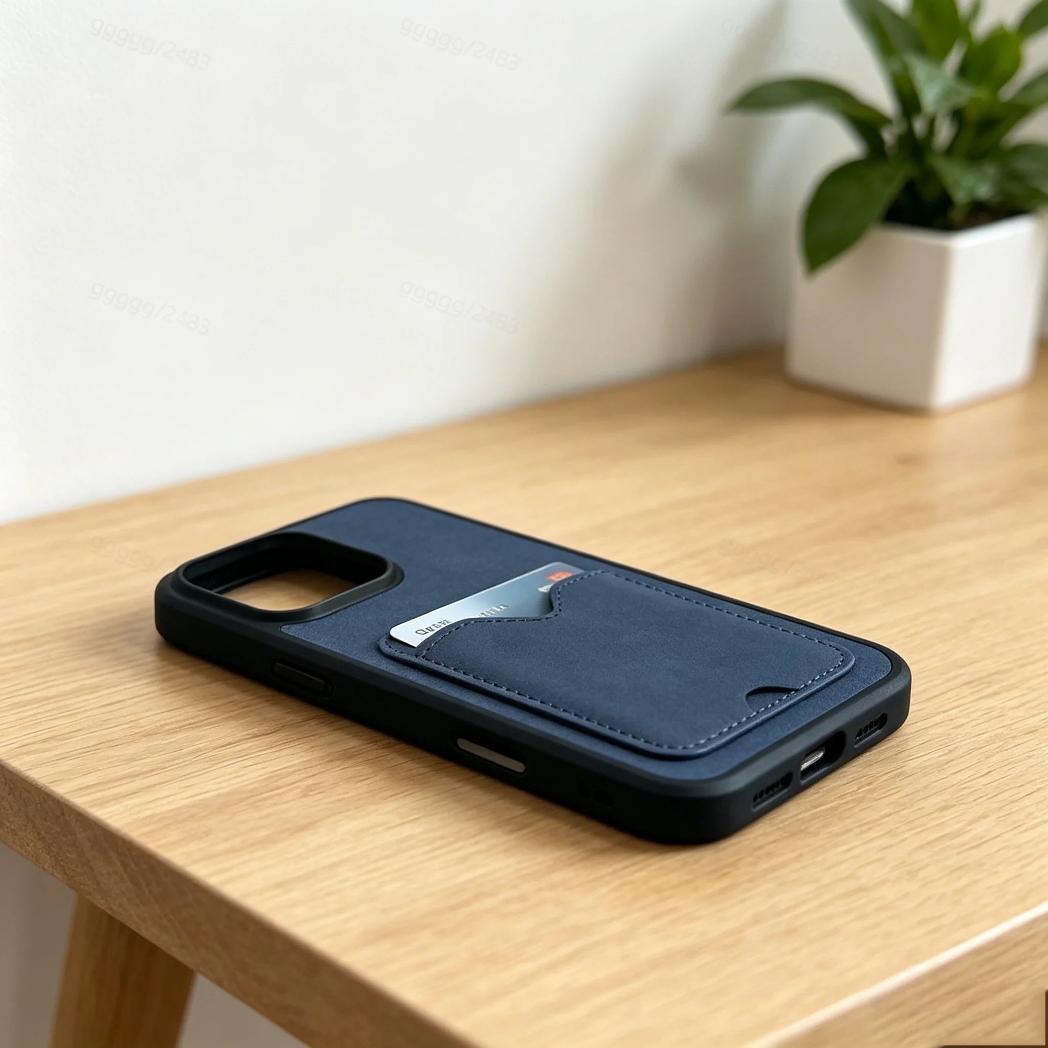 Sheepskin Texture Card Holder Phone Case, Full Wrap Shockproof & Pressure Resistant Protection, Precise Cutouts, Compatible with Multiple iPhone Models