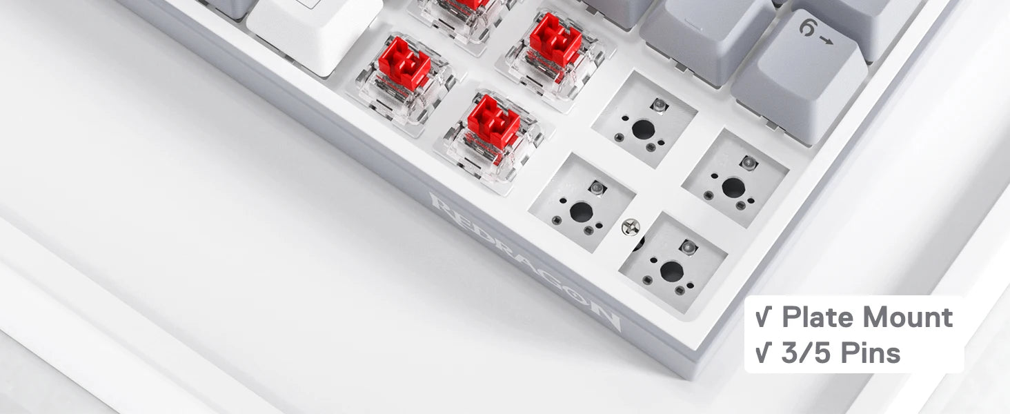 Redragon K628 75% Wired RGB Gaming Keyboard, 78 Keys Hot-Swappable Compact Mechanical Keyboard Hot-Swap Socket,  Red Switch