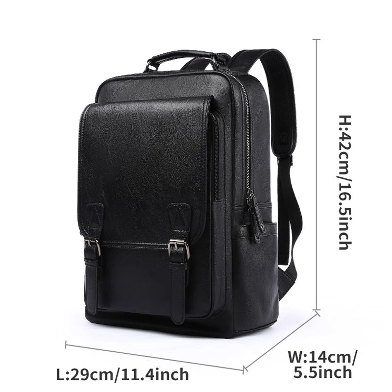MOYYI Leather Laptop Backpack for Men Waterproof Travel Backpack Vintage Business Bag for Commuter Casual Leather Daypack