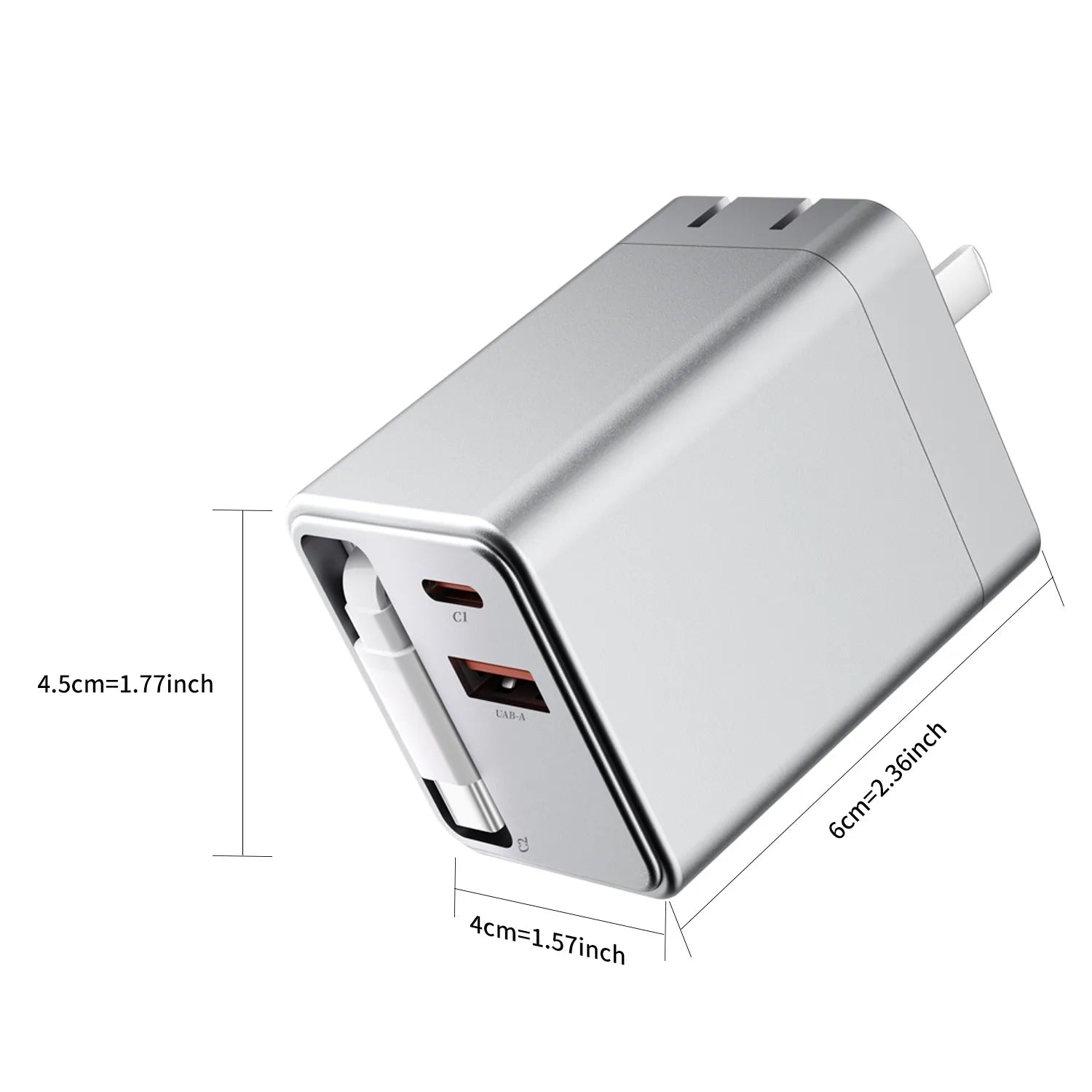 65W USB Type C Charger with Retractable Cable PD Fast Charging For Most Mobile Phones,Laptop