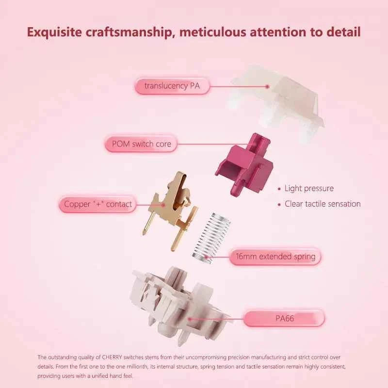 CHERRY MX PETAL Switch 5 Pin 30g Light Pressure Tactile Fine Lubrication Rustling Sound Mechanical Keyboard Hot Swap Switches