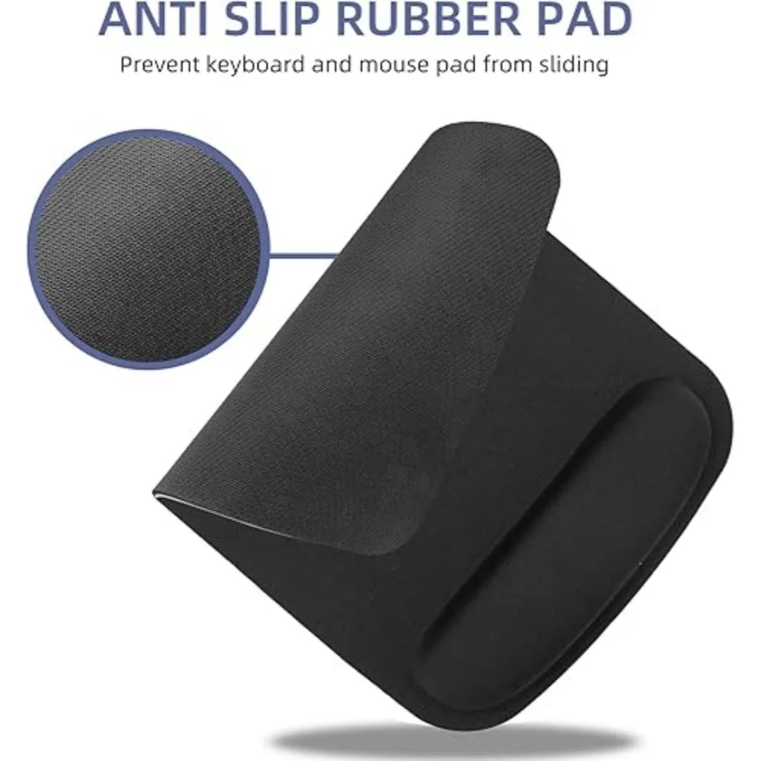 Black Mouse Pad with Wrist Support - Non-Slip Base, Comfortable Memory Foam Rest for Typing & Gaming, Reduce Wrist Fatigue
