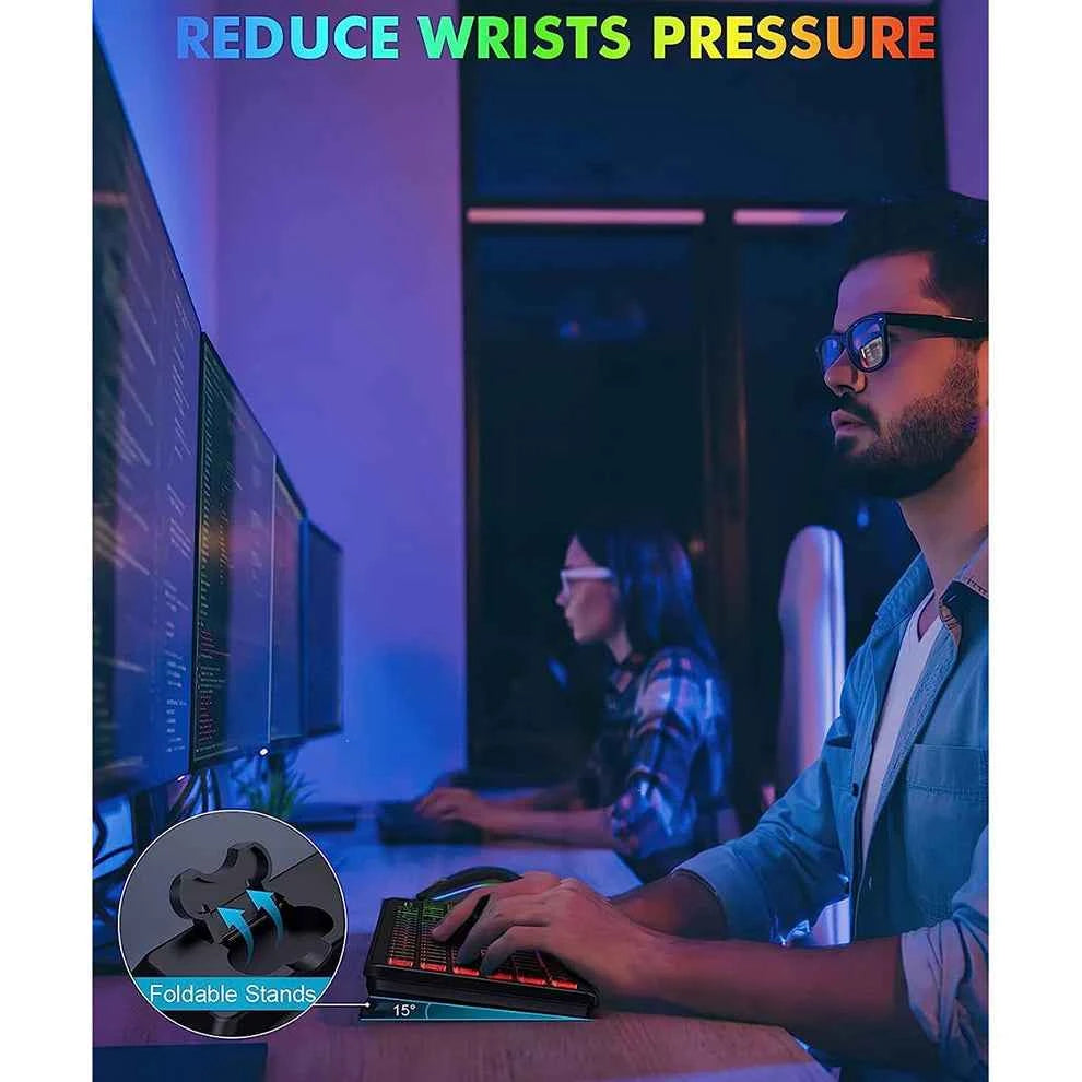 JOMAA 2.4G Wireless Keyboard Mouse Combo RGB Backlit Rechargeable Full-Size Ergonomic Type-c Wireless Keyboard Mouse Set