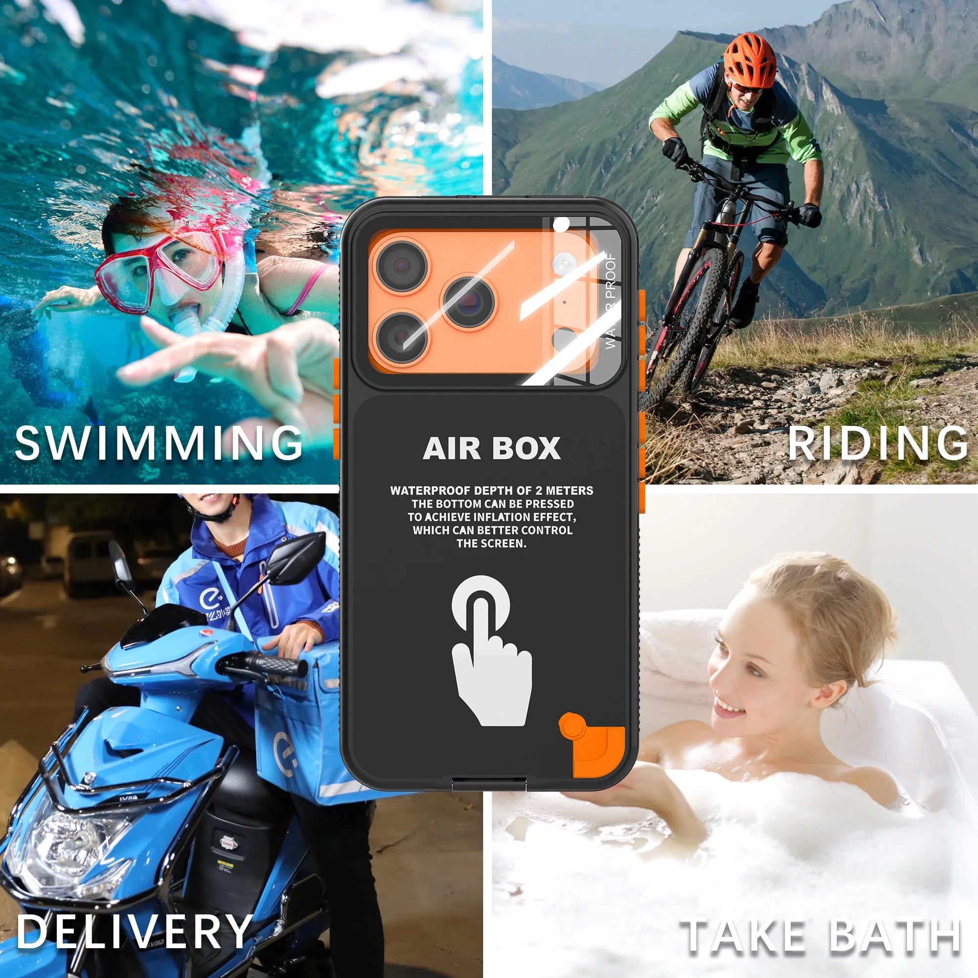 This brand-new touch-enabled IP68 waterproof phone case is suitable for iPhone 16 PRO MAX, 17, 15, 14, 13, 11PRO, and 12