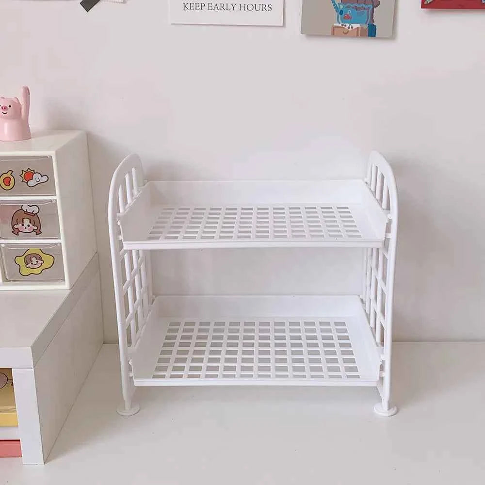 Desktop Stationery Rack Storage Holder Multi-Functional Plastic Shelf Makeup Organizer Office Dormitory Desk Organizer Shelf