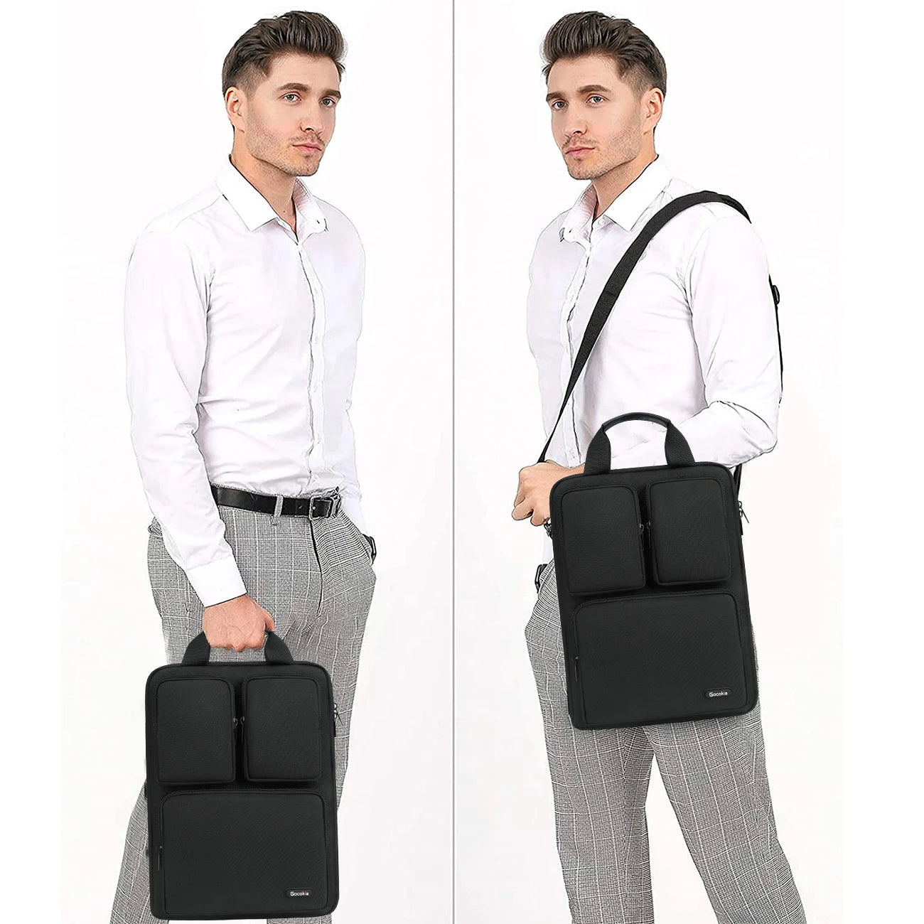 14Inch Three Pocket Vertical Style Laptop Bag,  Sleeve Messenger Bag, Single Shoulder Computer Bag Laptop Case Briefcase  노트북가방