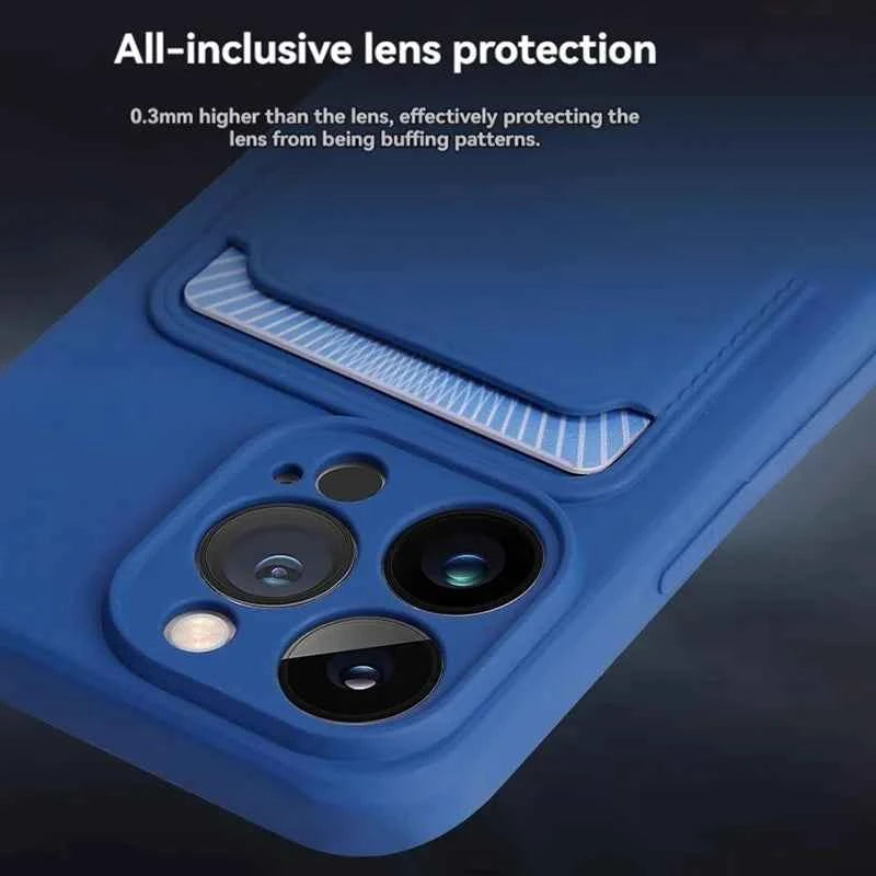 Mobile phone case card slot  for iphone 16 15 14 13 12 11 pro max mini plus silicone  soft tpu Credit card  bag cover case