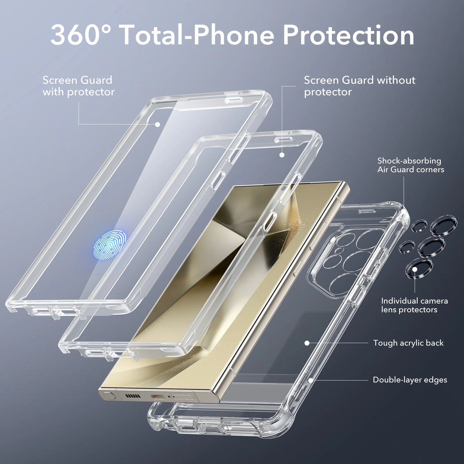 ESR for Samsung Galaxy S24 Ultra Armor Series Case Full Body Protection Front Cover with Screen Protector