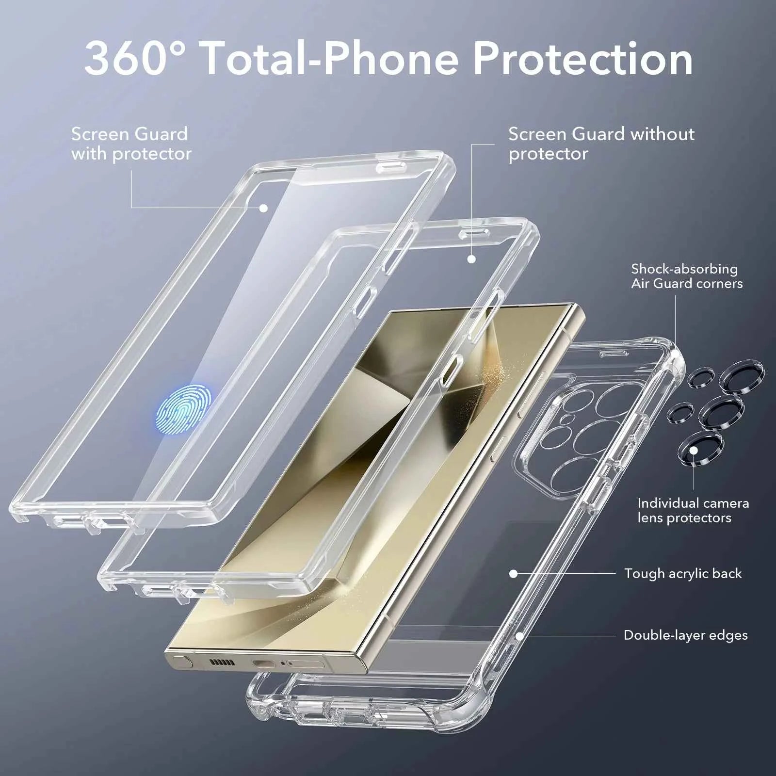 ESR for Samsung Galaxy S24 Ultra Armor Series Case Full Body Protection Front Cover with Screen Protector