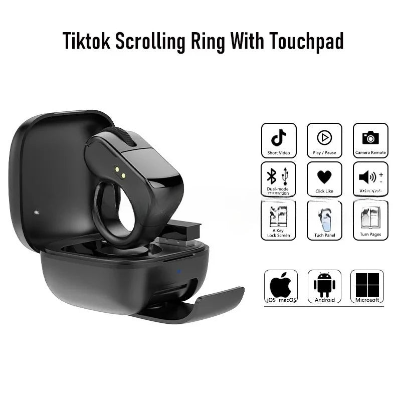 Ring Mouse Rechargeable Mini Light Weight Bluetooth 2.4g Dual-Mode Wide Compatible Remote Control Selfie Scan Short Video Speech