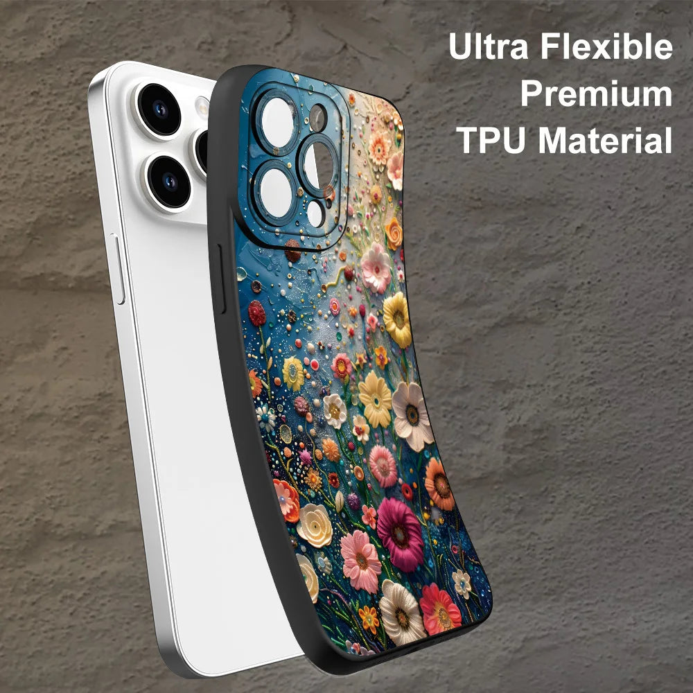 Color Flower Creative Personality Cool Oil Painting Printing Phone Case, Suitable for iPhone 16/15/14/13/12/Pro Max