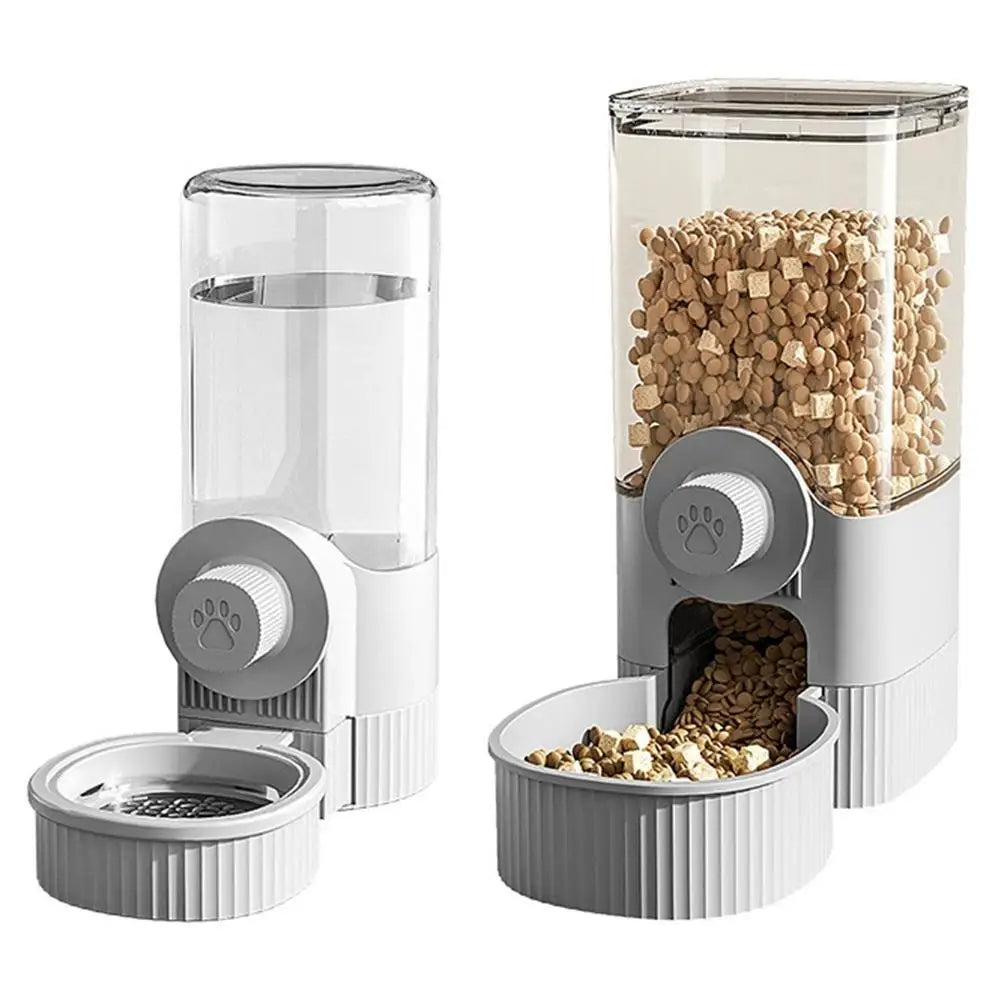 Automatic Cat Feeder Hanging Cage Small Pet Food Bowl Water Bottle Dispenser 1.2L Auto Gravity Pet Feeder & 520ml Waterer