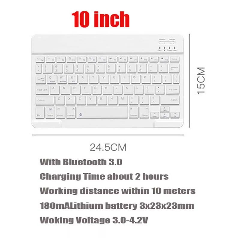 with Bluetooth Keyboard Mouse for Tablet PC 78Key 10inch Rechargeable Wireless Keyboard 1200dpi Mice Set Combo for Laptop
