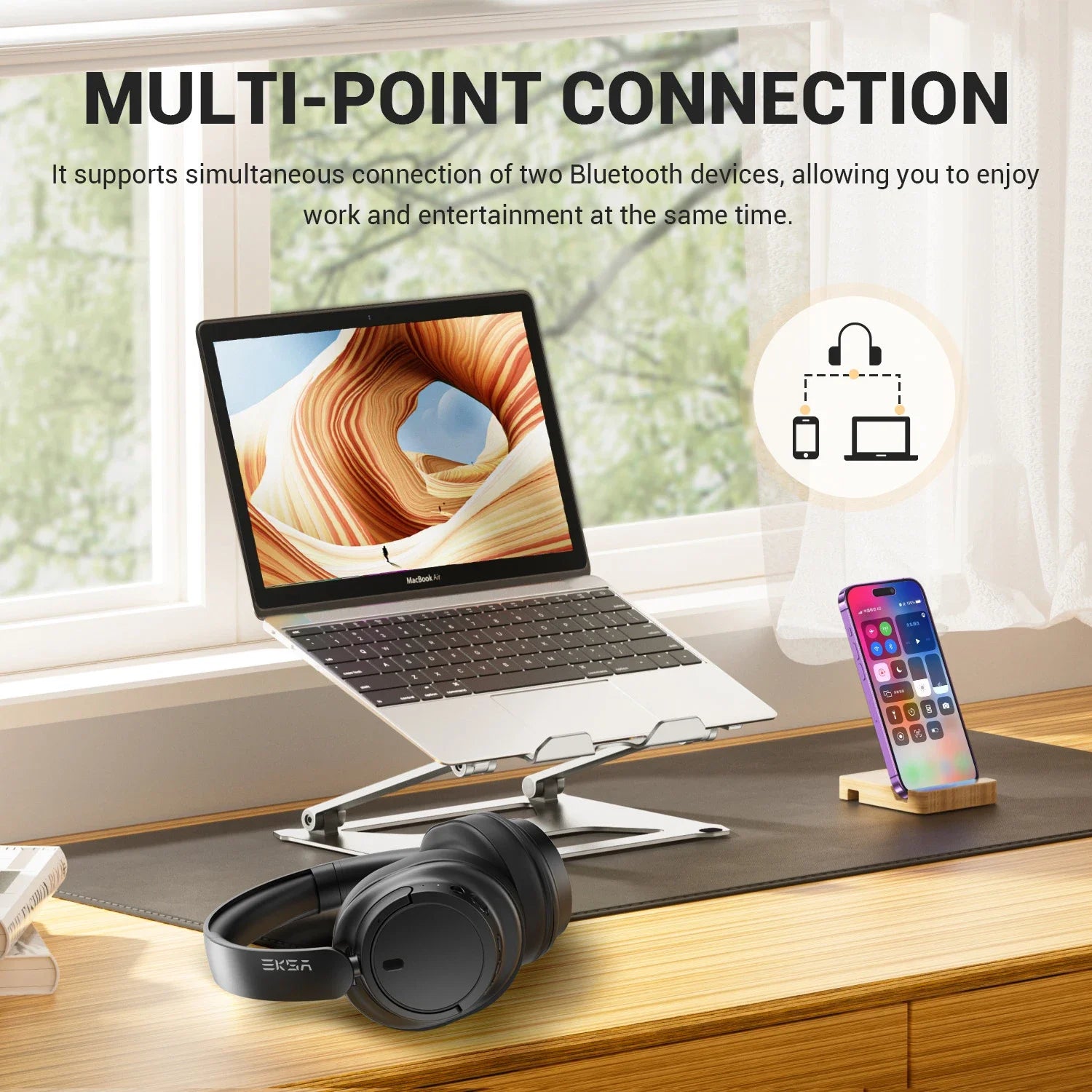 Oneodio EKSA V16 Wireless Headphones Bluetooth 5.3 Over Ear Headset With Mic Bass/Pop Mode Hi-Res HiFi Wired Headphones 90H APP