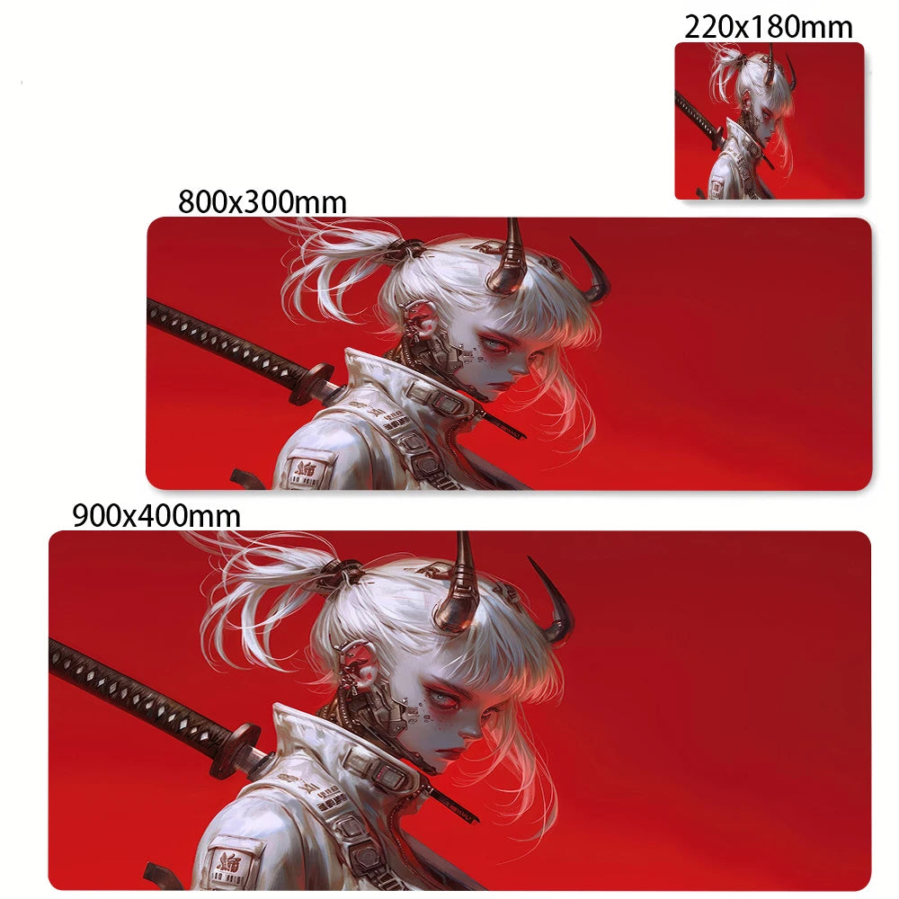 Japanese Style Anime Red Girl Pc Game Mousepad Large Mouse Pad XXL Gamer Mouse Mat Office Table Carpet Gaming Mats 500x1000mm