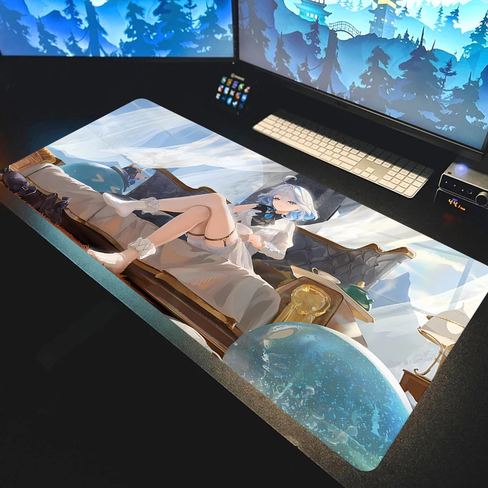Anime Mousepad Genshin Impact Mouse Pads Gamer Mat Xxl Pc Accessories Desk Protector Keyboard Pads Computer Desks Gaming Mats