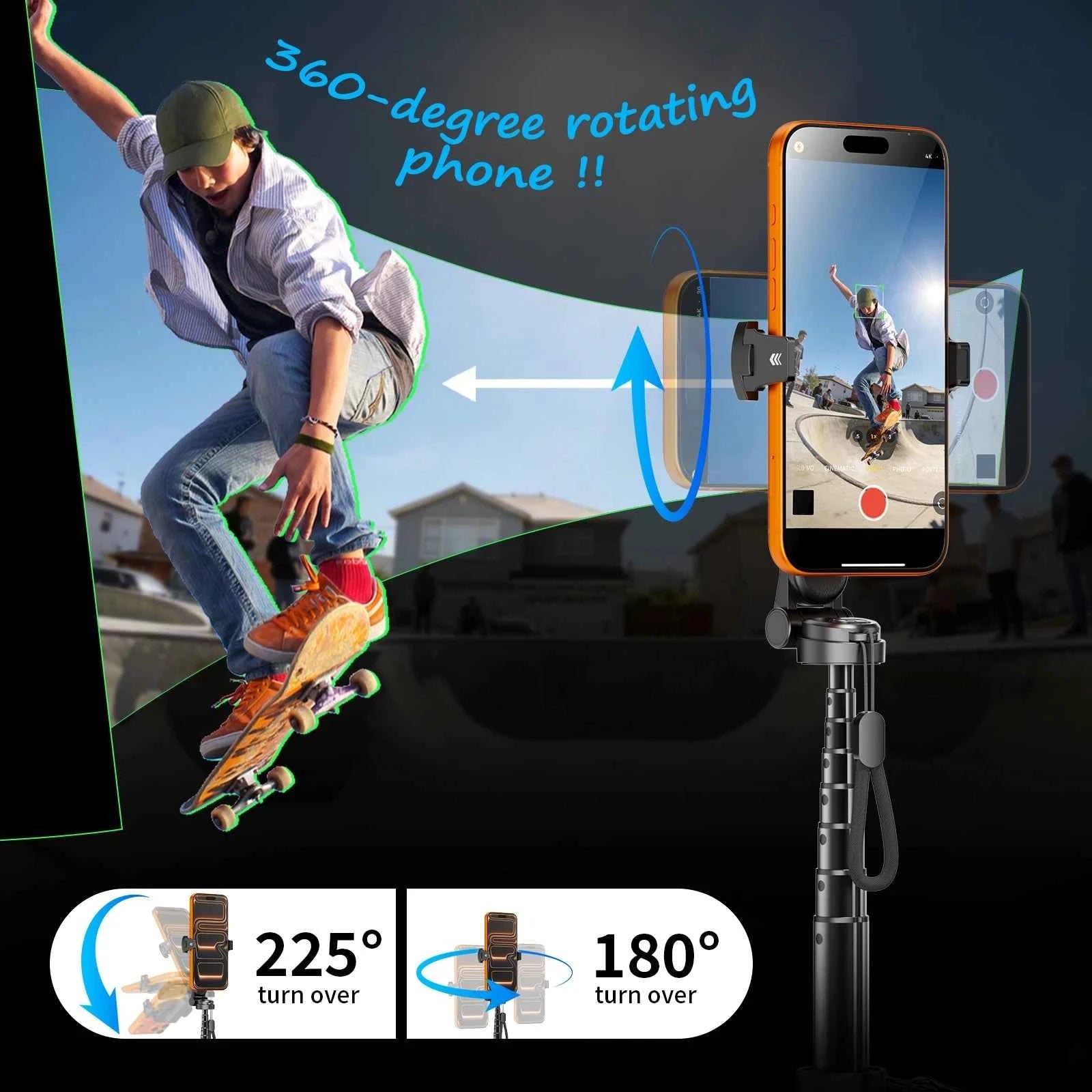 Protable Magnetic Selfie Stick Multifunctional Phone Holder with Clamp Bluetooth Remote Extendable Tripod for iPhone Android