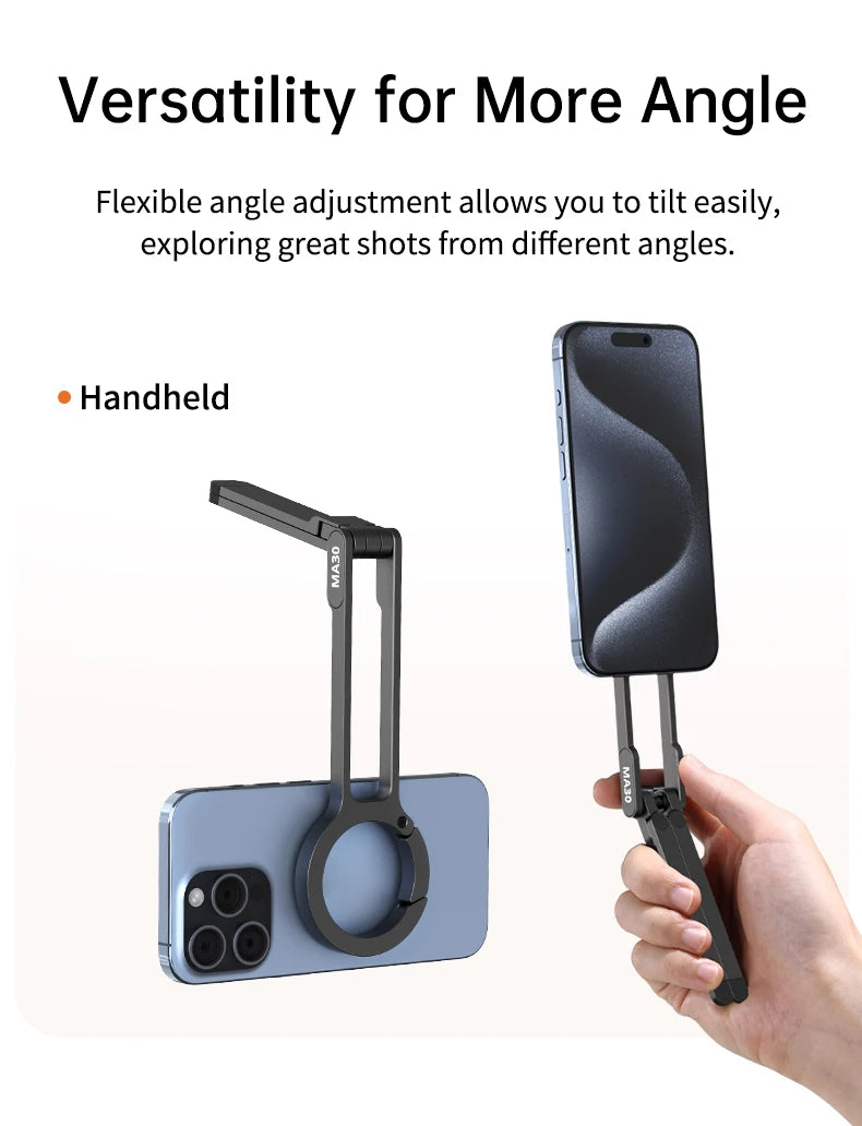 ULANZI MA30 Aluminum Magnetic Phone Tripod Stand Compatible with iPhone 16 Samsung Xiaomi Huawei Vivo OPPO - Mini Bracket for Magsafe Smartphones