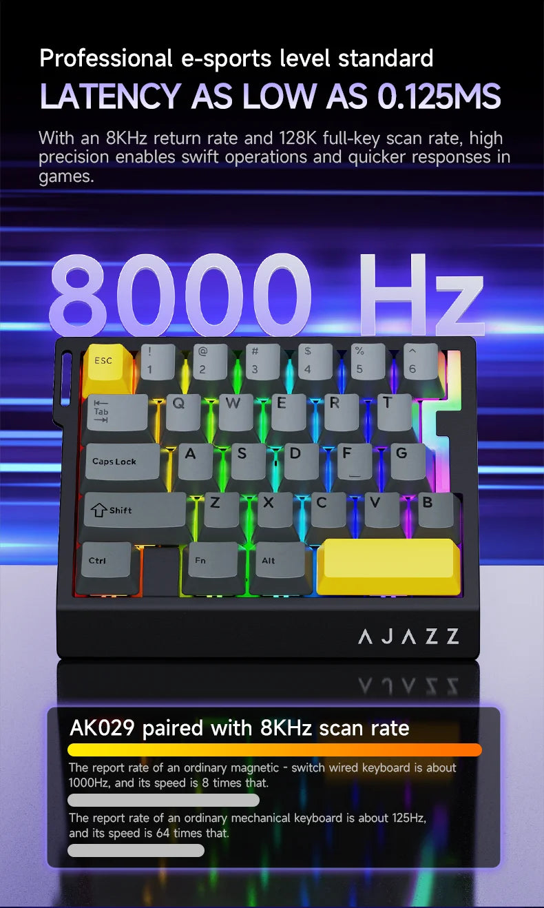 AJAZZ AK029 Wired Gaming Magnetic Switch Magnetic Rice Switch HIFI Edition, RGB Backlight, DIY Support