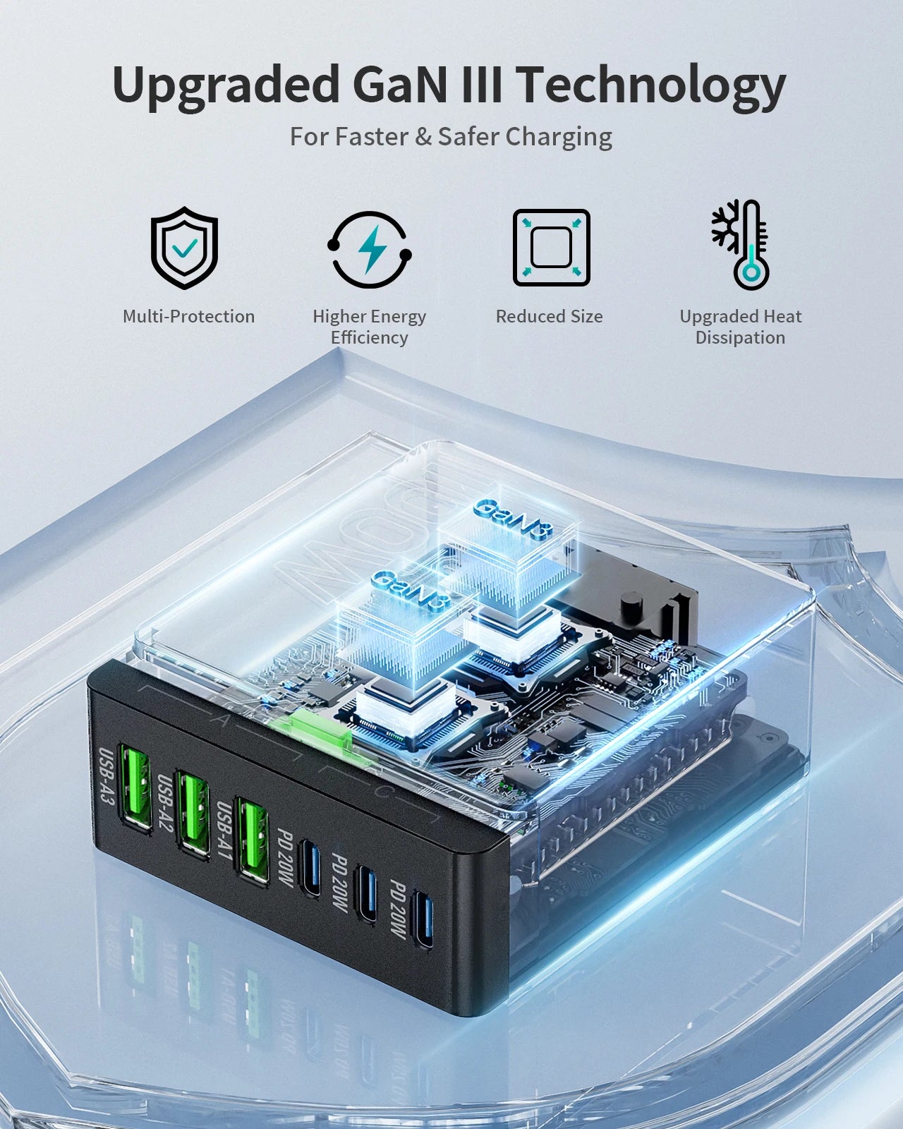Iseyyox 6-in-1 USB Charging Station (Model: LS-LS100-B-US)