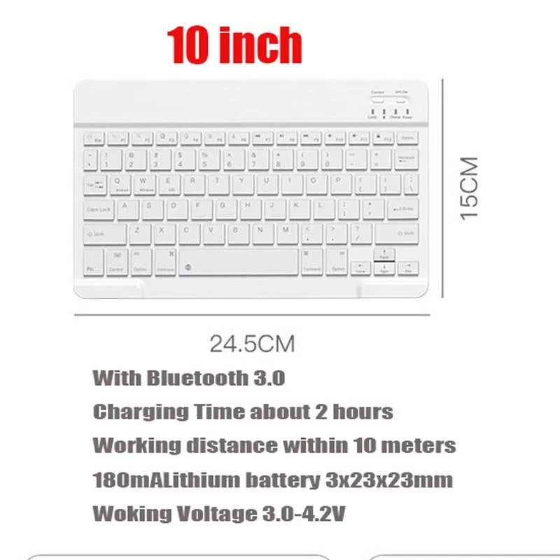 with Bluetooth Keyboard Mouse for Tablet PC 78Key 10inch Rechargeable Wireless Keyboard 1200dpi Mice Set Combo for Laptop