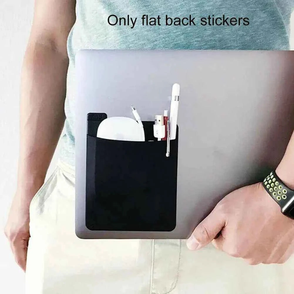 Adhesive Pocket Pouch For Laptop Laptop Back Storage Bag Portable Reusable Storage Pocket For External Hard Drive Stylus Pens