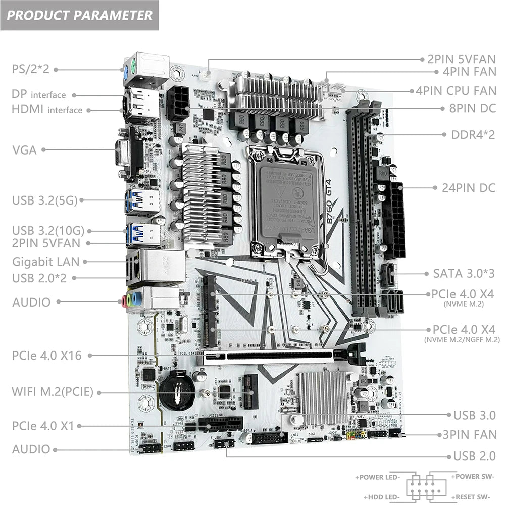 MACHINIST B760 GT4 DDR4 Motherboard LGA 1700 Support Intel Core I3/i5/i7/i9 12th 13th Processor CPU Dual Channel Memory - WinSupport Tech