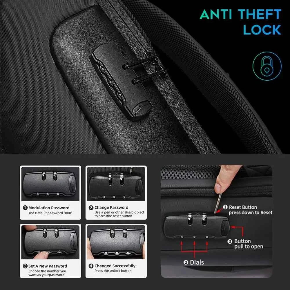 BANGE Anti-Thief 15.6 inch Laptop Backpack with Lock Multifunctional Backpack WaterProof for Business Shoulder Bags for Travel