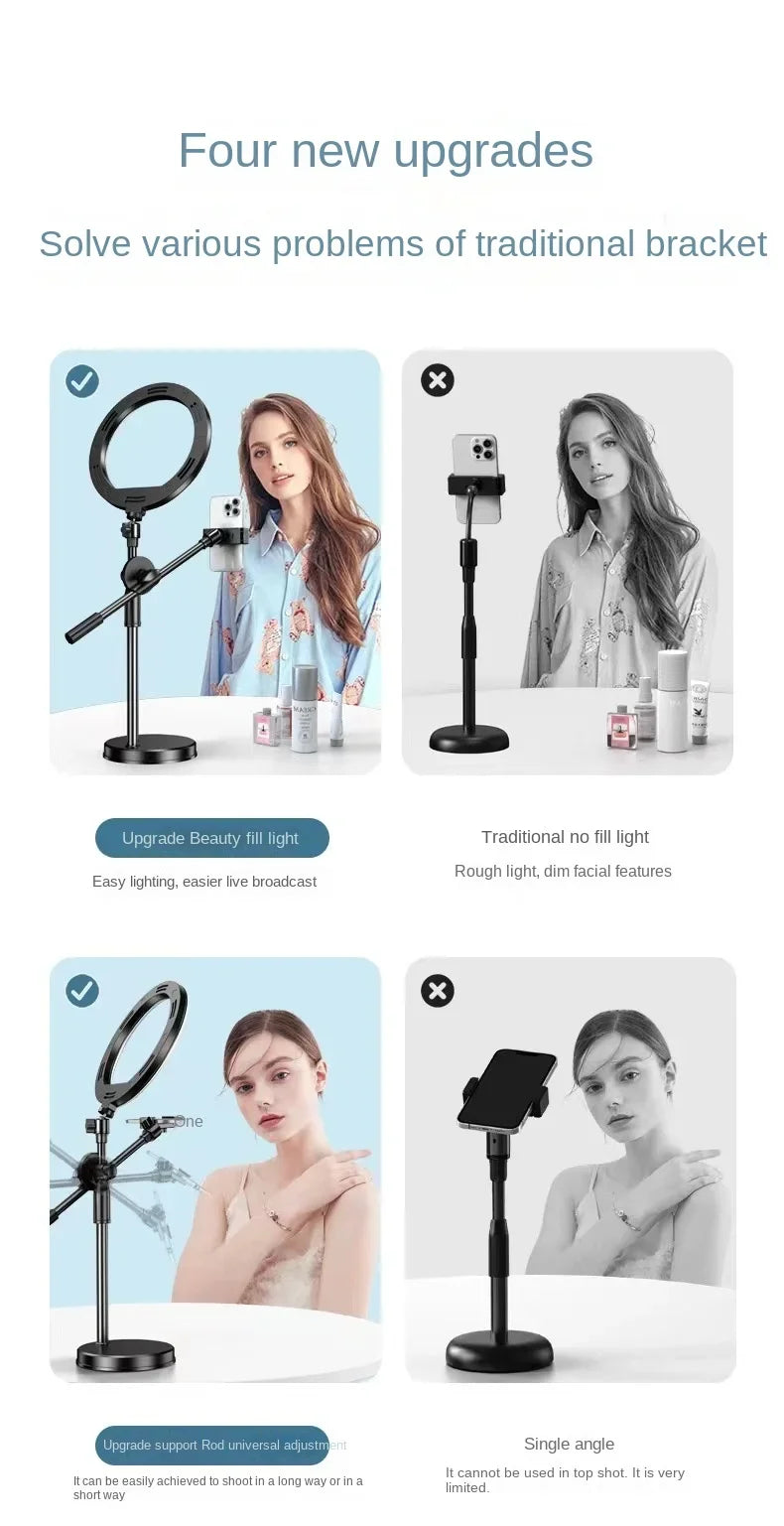 Smartphone Mobile Stand For Cell Phone Holder With LED Ring Light Grip And Beauty Enhancements For Professional Live Streaming
