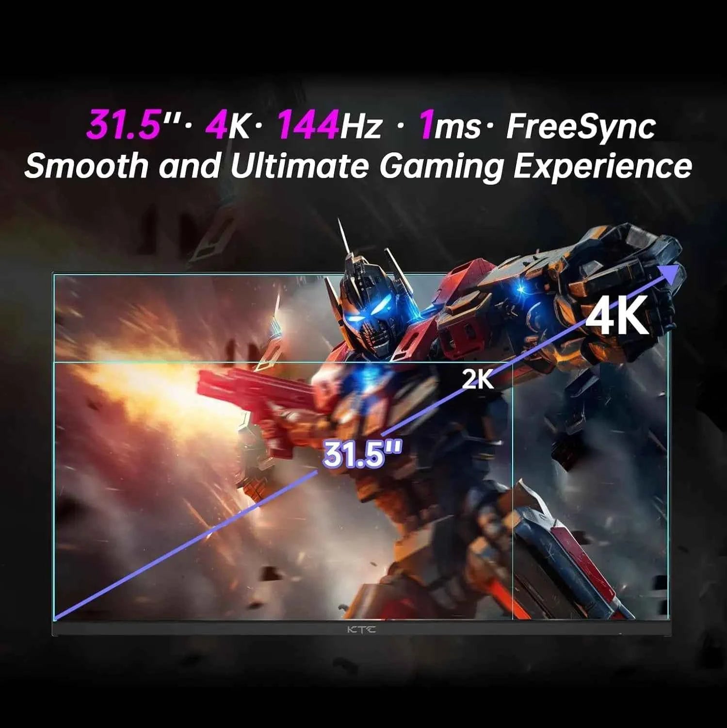 KTC 32 Inch 4K Mini LED Monitor, Fast IPS, HDR1000 144Hz 1ms MPRT Gaming Monitor,Type-C 45W