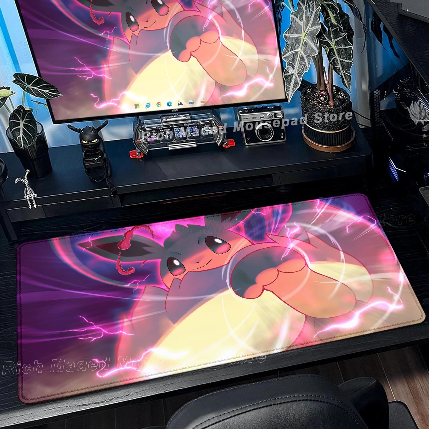 Game Card Pad Gaming Carpet Anime Keyboard Pad Pokemon Eevee Mousepad Gamer Mouse Pads Laptop Extended Desk Mat PC Cabinet Rug