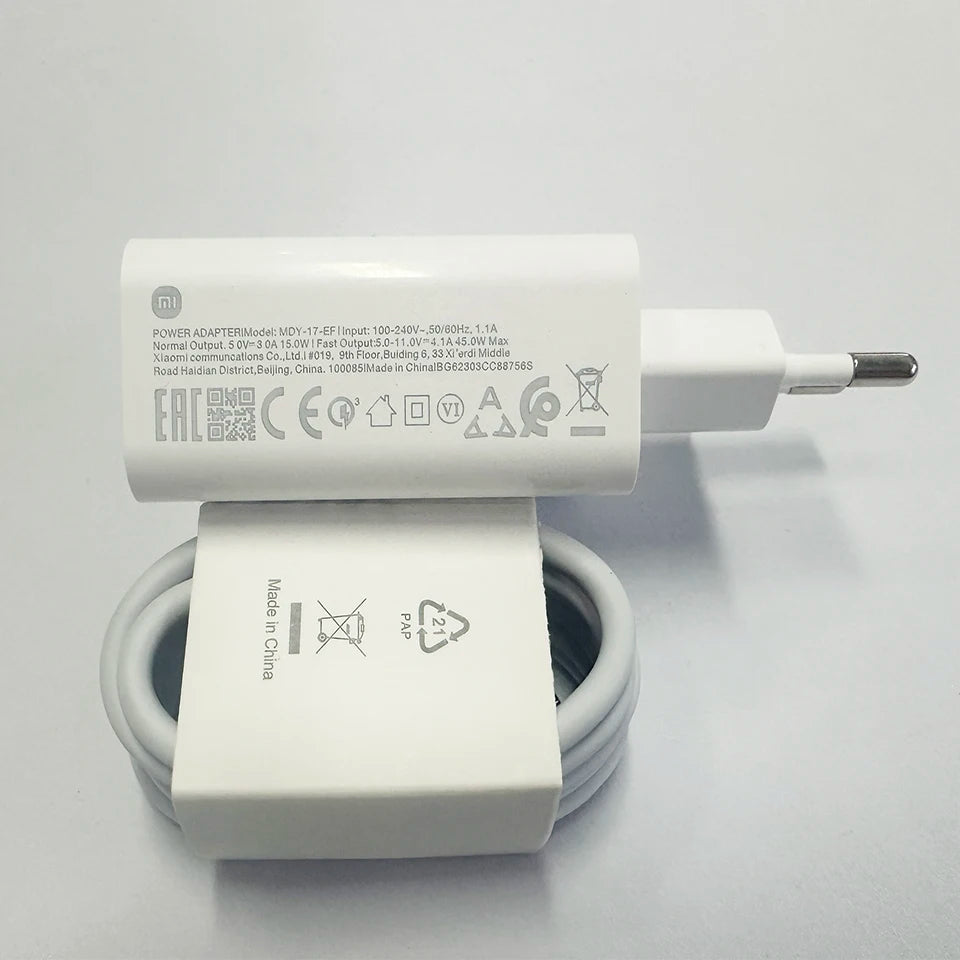 Original XIAOMI Charger 45W 33W Fast Turbo Charge Cable Usb C Travel Adapter Mi 11 10t Pro 10 11s Poco M7 X7 X5 X3 Redmi Note 15
