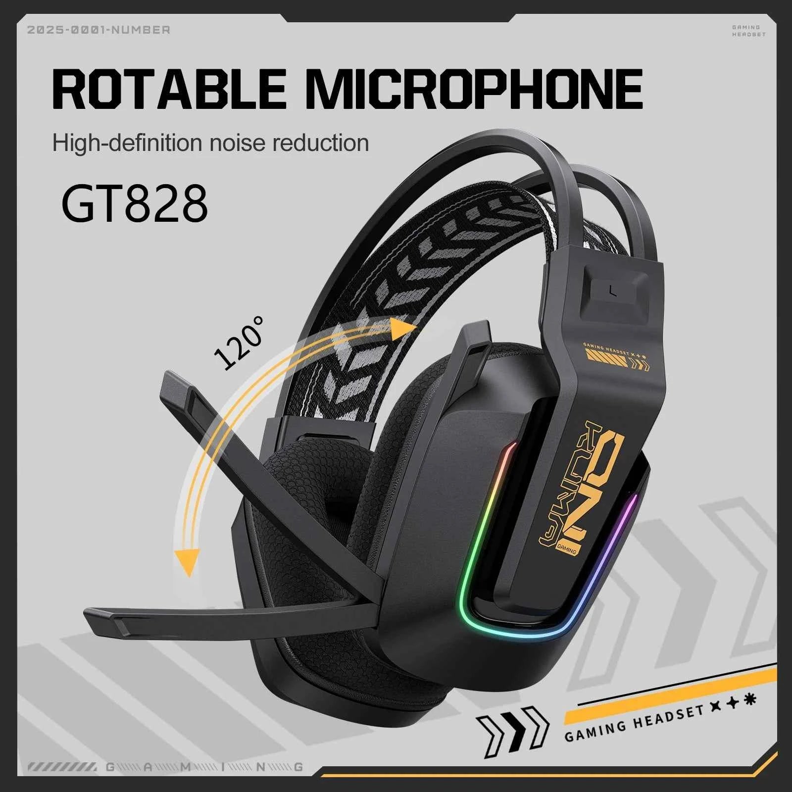 ONIKUMA GT828 Bluetooth Headset Four-mode Connection Over Ear HIFI Stereo Wireless Gaming Headsets with Mic for PC Laptops PS5