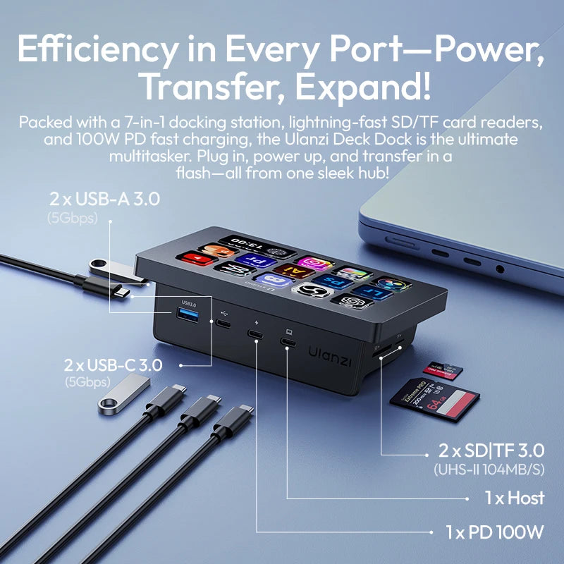 Ulanzi D200H Deck Dock AI-Powered Office Streaming Controller for Computer Fill Light for Intelligent Live broadcast Room