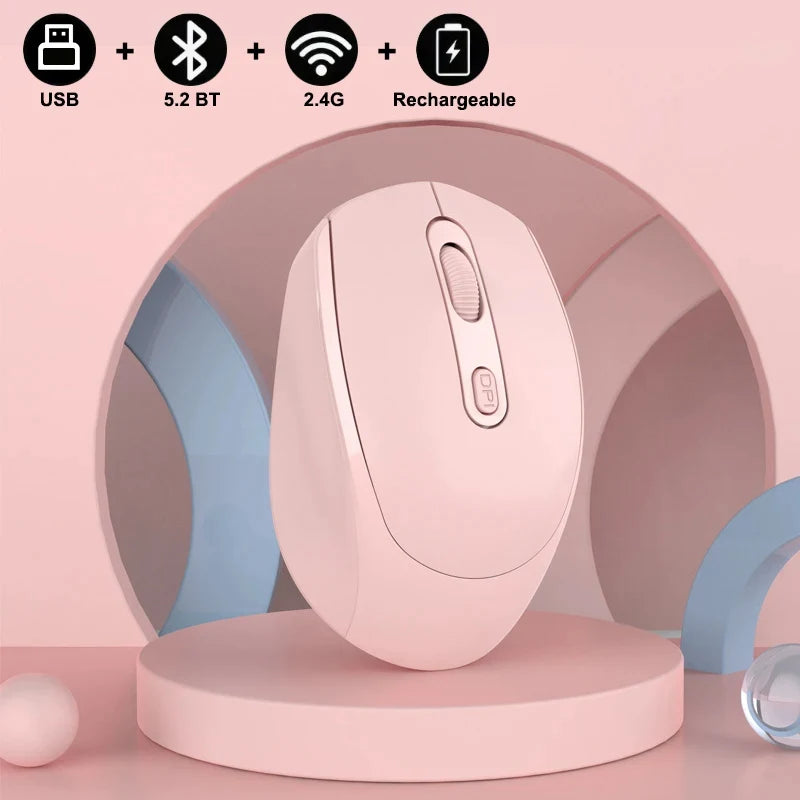 Wireless Silent Mouse Bluetooth-compatible 2.4G Dual Mode Rechargeable Optical Mouse 1600 DPI For MacBook Laptop PC Game Office