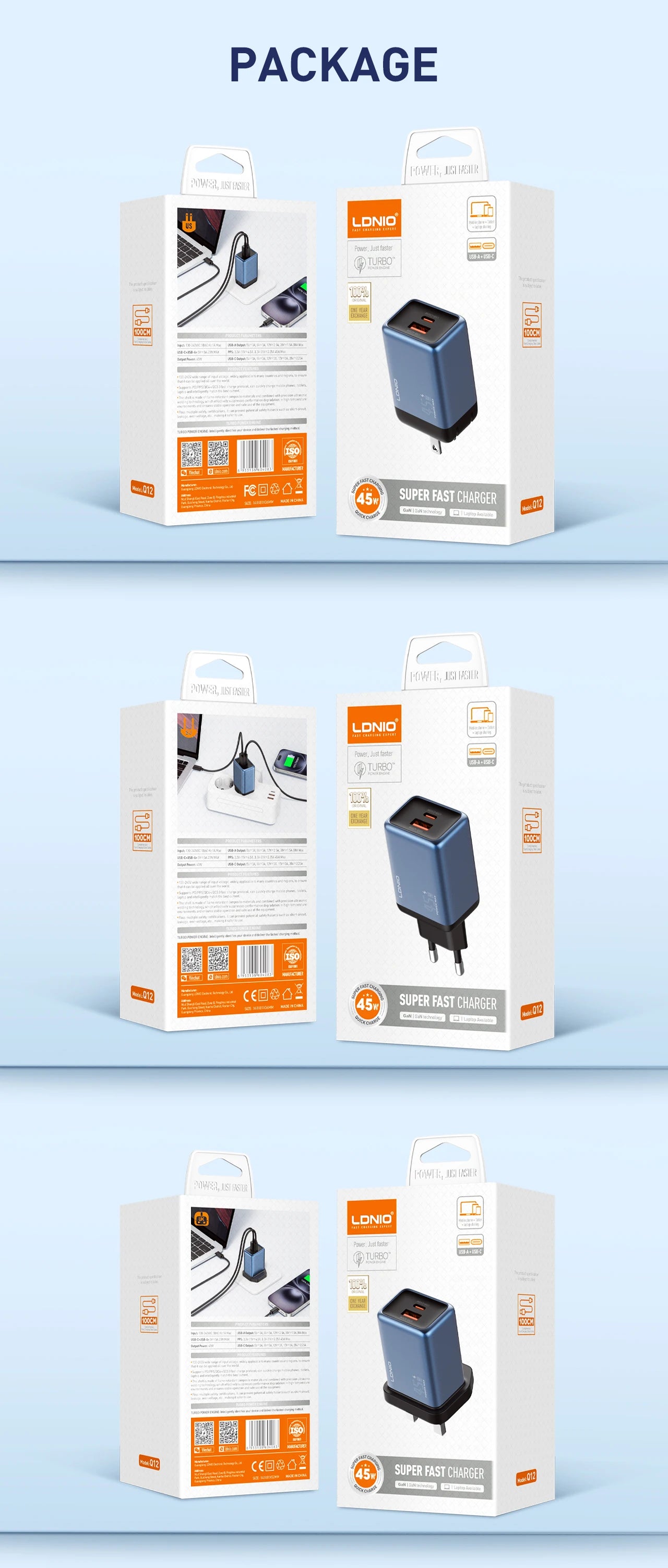 LDNIO Gan 45W Fast Charge Type-C Charger Compatible with 40W iPhone 17 pro Max Air Xiaomi Samsung Ultra - Fast Charging Adapter