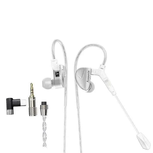 CVJ Assassin Silver in Ear Earphones 1BA+1DD+1Vibrate Game Mode HIFI Microphone Hybrid Tuning Switch Wired Earbuds IEM Headphone