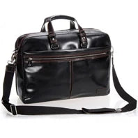Vintage Crazy Horse Genuine Leather Men Briefcase 15