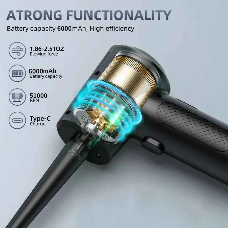 Electric Wireless Air Duster Compressed Air Blower with LED Light for Cleaning Computer Keyboard Camera Car Home