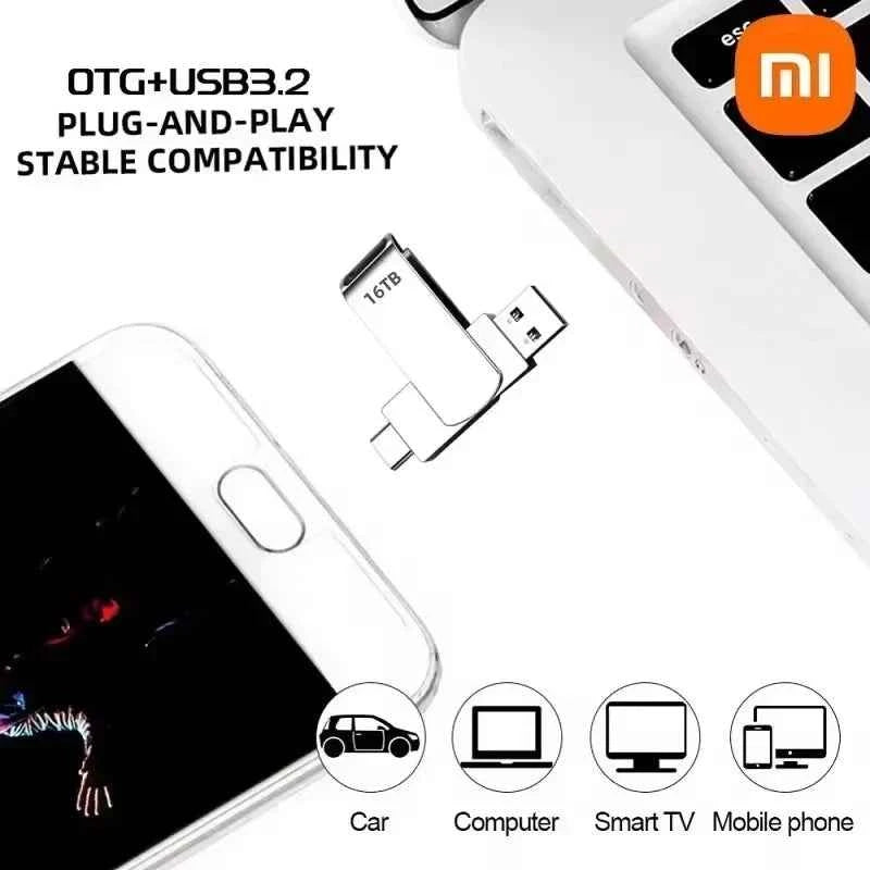 Xiaomi USB 3.2 16TB USB Flash Drive Memory Type-C 2-In-1 8TB 4TB OTG Pendrive 2TB High Speed Flash Disk 1TB For PC Laptop