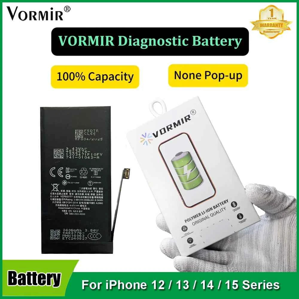 Vormir Diagnostic Battery 100% Capacity For iPhone 12 13mini 14 14Plus 15Pro Max Shows Genuine Parts No Error Message Pop up