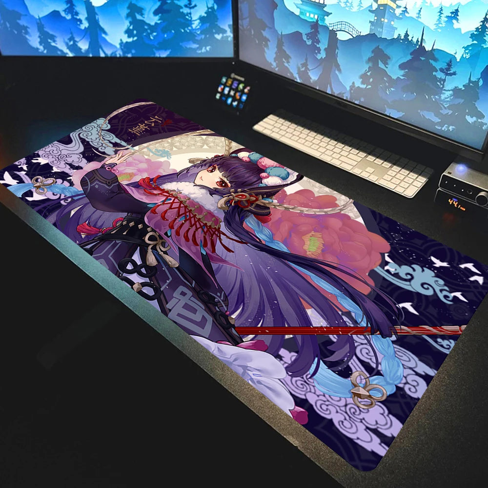 Anime Mousepad Genshin Impact Mouse Pads Gamer Mat Xxl Pc Accessories Desk Protector Keyboard Pads Computer Desks Gaming Mats