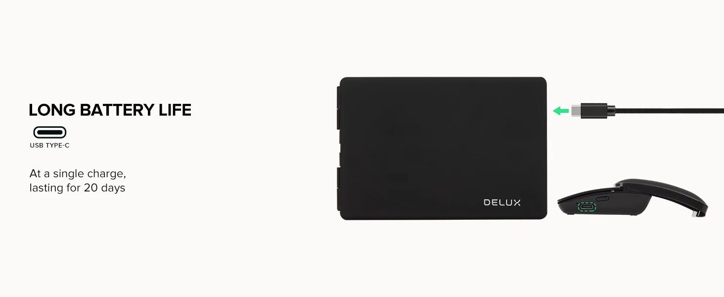 Delux Folding Keyboard Mouse Set Wireless Ultra Slim Portable Silent Kit Multi-Device Support For Windows Android IOS System