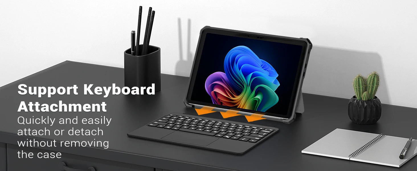 Case for Microsoft Surface Pro 12 Inch 2025,All-in-One Protective Rugged Cover with Back Pen Holder,Support Keyboard Attachment