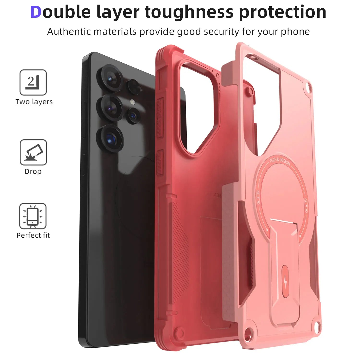 For Samsung Galaxy S25/Plus/Ultra/S25 Edge/S24/Plus/S24 Ultra Phone Case Shockproof Heavy Duty Kickstand Cover With Lanyard