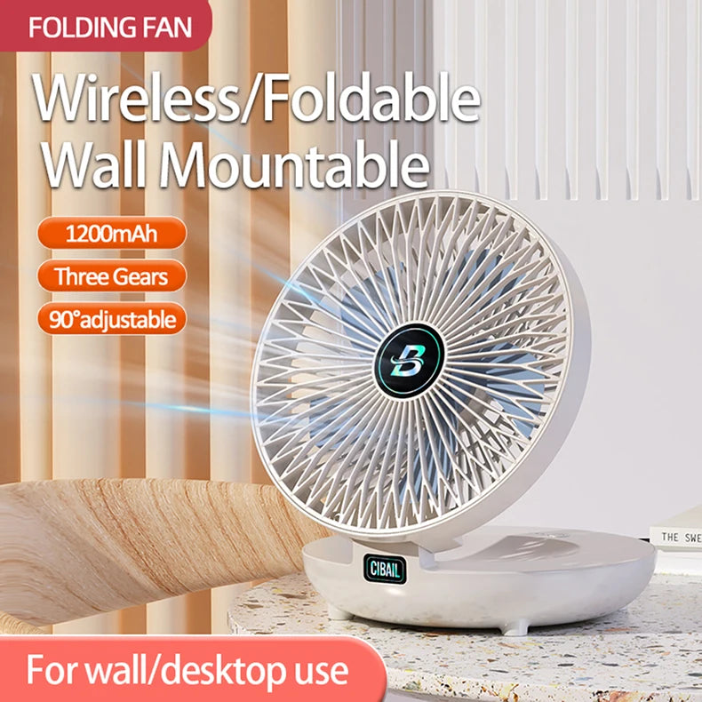 2024 Best Sellers 2IN1 Folding Desktop Fan Portable Air Conditioner Wall Mounted Fan Rechargeable With 3 Gears for Home Office