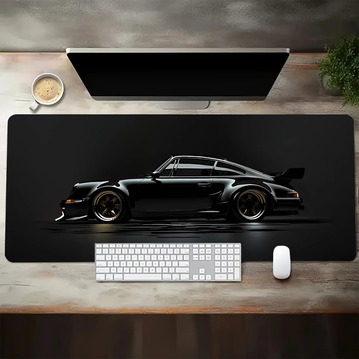 Large White Sports Car Design Gaming Mouse Pad Anti-Slip Rubber Base Extended Desk Mat for Gamer Office Use Computer Accessories - WinSupport Tech