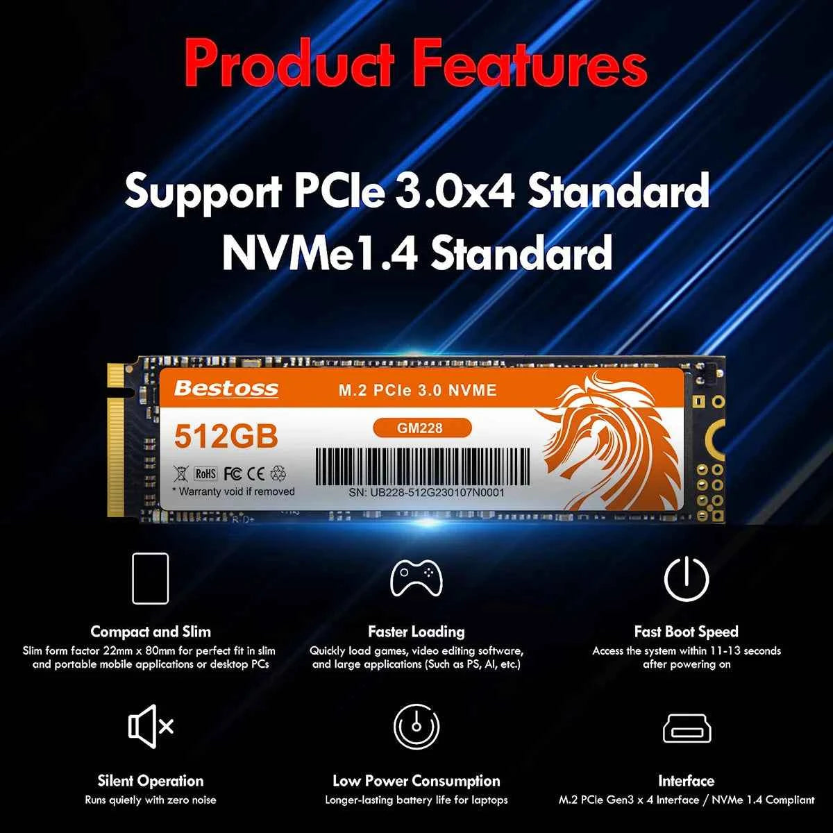 Bestoss Nvme M2 SSD, SSD Nvme M2 For Laptops and Desktops